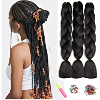 Kanekalon Extensiones de pelo trenzado Ombre 3 tonos de 60-96 cm- Showjarlly Ombre Jumbo trenzado de fibra de alta…
